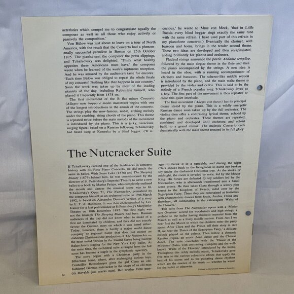 The Piano Concerto No. 1 Nutcracker Suite Selections (Vinyl, 1976) RCA Custom - Picture 6 of 10